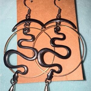 Silver and Gold Snake Hoop Earrings